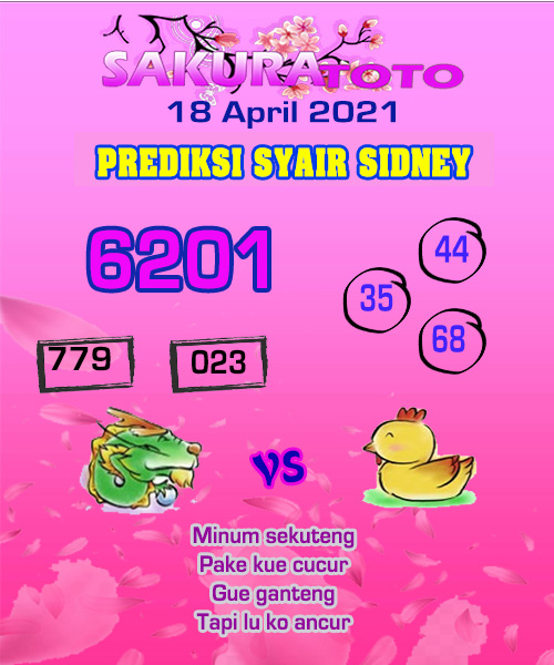 Pasaran Togel Sakura Toto Sidney Minggu 18 April 2021